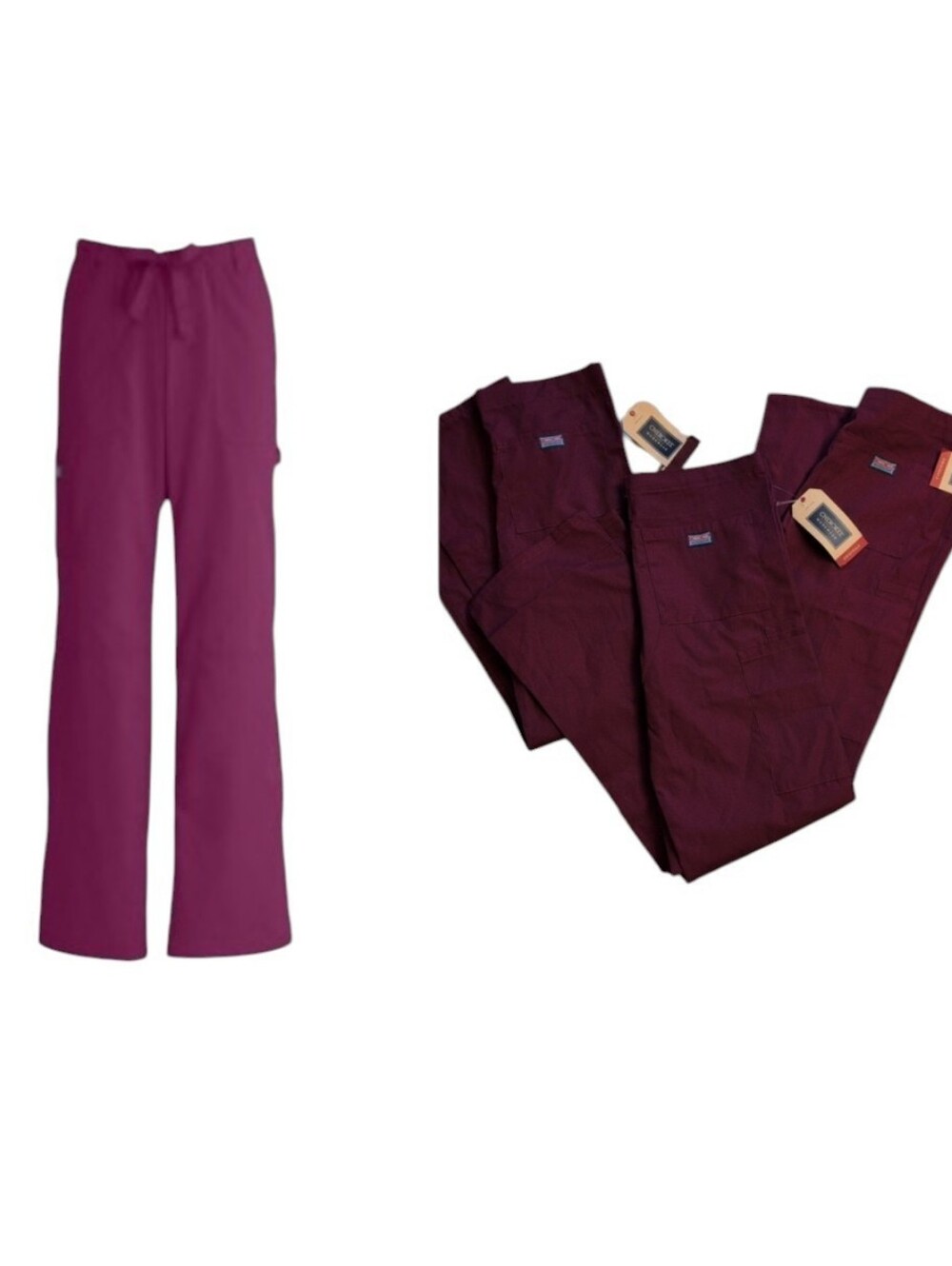 NEW Lot Of 3 Scrub Pants Cherokee Workwear Maroon Elastic Waist Women's Size XXS